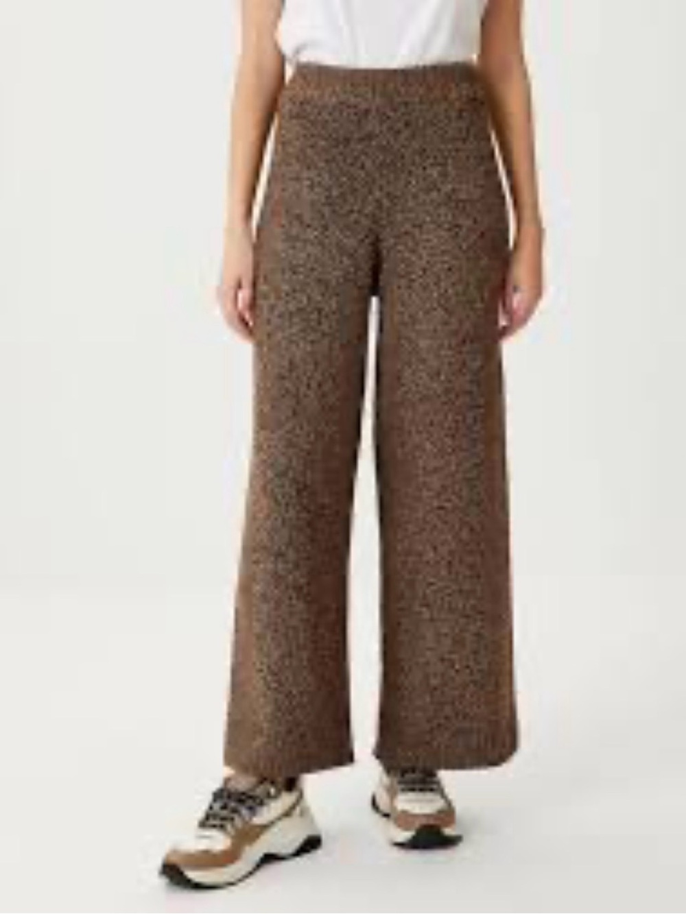 Zara Brown Wide-Leg Knit Trousers